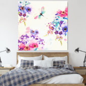 Toile Aquarelle Floral Papillon Parties scintillant de j (Insitu(Chambre))