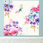 Toile Aquarelle Floral Papillon Parties scintillant de j (Insitu (Plancher de Bois))
