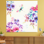 Toile Aquarelle Floral Papillon Parties scintillant de j (Insitu(Salon))