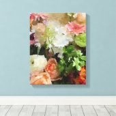 Toile Aquarelle florale en Peach & Green (Insitu (Plancher de Bois))