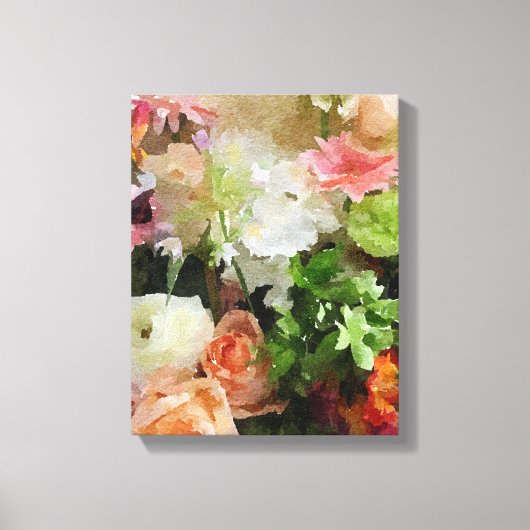 Toile Aquarelle florale en Peach & Green (Recto)