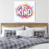 Toile Aquarelle Florale Inspiration Citation Be Kind Art (Insitu(Chambre))