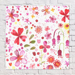 Toile Aquarelle florale moderne<br><div class="desc">Aquarelle claire et joyeuse fleur sauvage et feuille de la peinture d'un jardin sauvage. Parfait pour les jardiniers, les amoureux de la nature et les fleuristes.</div>