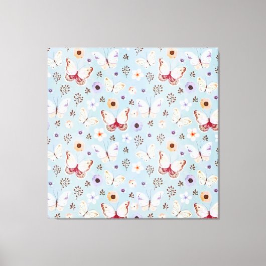 Toile Aquarelle Florale Papillon (Recto)