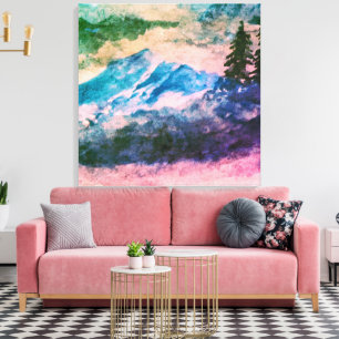 Toile Aquarelle Forêt magique Peinture Paysage