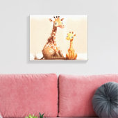 Toile Aquarelle Giraffe avec bébé (Insitu(Salon))