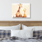 Toile Aquarelle Giraffe avec bébé (Insitu(Chambre))