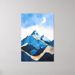 Toile Aquarelle Golden Celestial Peaks