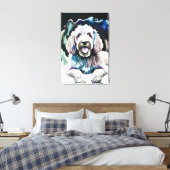 Toile Aquarelle Goldendoodle Soft Pastel "Happy Dog" (Insitu(Chambre))