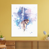 Toile Aquarelle Gris Loup Faune Animal Nature Art (Insitu(Salon))