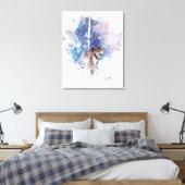 Toile Aquarelle Gris Loup Faune Animal Nature Art (Insitu(Chambre))