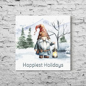 Toile Aquarelle hiver Gnome de Noël