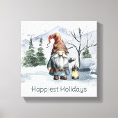 Toile Aquarelle hiver Gnome de Noël (Recto)