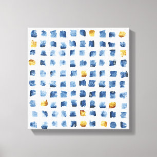 Toile Aquarelle Indigo Gold Motif Carré géométrique