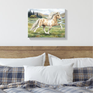 Toile Aquarelle Jument islandaise Pinto charismatique