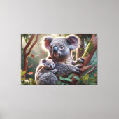 Toile Aquarelle Koala et bébé Joey dans une peinture d'a (Recto)