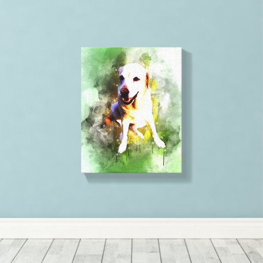 Toile Aquarelle Labrador En Vert (Insitu (Plancher de Bois))