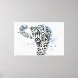 Toile Aquarelle léopard des neiges