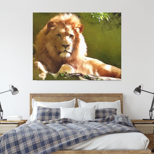 Toile Aquarelle Lion de Zoo (Insitu(Chambre))
