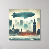 Toile Aquarelle Londres Skyline avec Dirigeable (Recto)