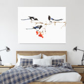 Toile Aquarelle Magpie Oiseaux Nature Art (Insitu(Chambre))