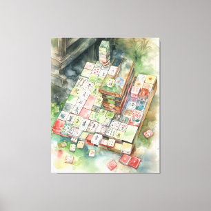 Toile Aquarelle Mahjong Art