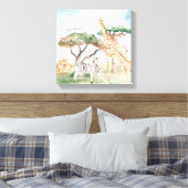 Toile Aquarelle maman et bébé Animaux africains (Insitu(Chambre))