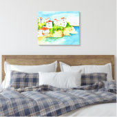 Toile Aquarelle mer ville maison décoration murale art (Insitu(Chambre))