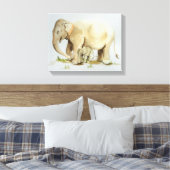 Toile Aquarelle mère et bébé éléphant 14x11 (Insitu(Chambre))