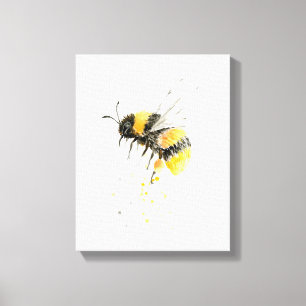 Toile Aquarelle Miel Bee Canvas Imprimer