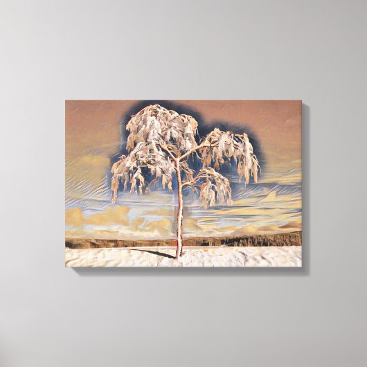 Toile Aquarelle moderne des arbres enneigés colorés (Recto)