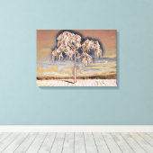 Toile Aquarelle moderne des arbres enneigés colorés (Insitu (Plancher de Bois))