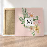 Toile Aquarelle moderne Fleurs roses Monogrammes<br><div class="desc">Aquarelle moderne Fleurs roses Monogrammes</div>