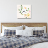 Toile Aquarelle moderne Fleurs roses Monogrammes (Insitu(Chambre))