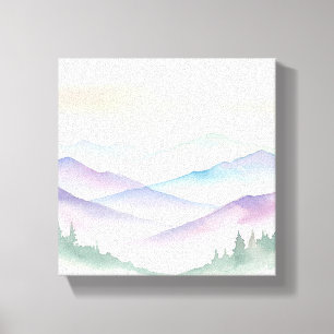 Toile Aquarelle Montagne Paysage Mur Art - Enveloppé C