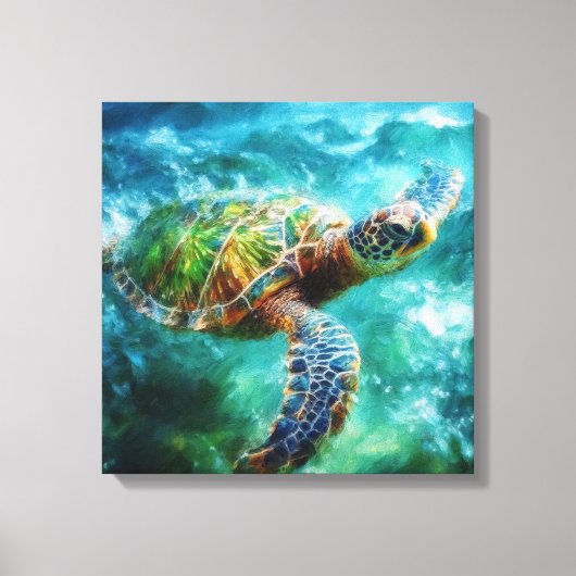 Toile Aquarelle Natation Tortue de mer (Recto)