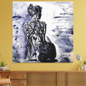 Toile Aquarelle - Nature Lady - Noir & Blanc (Insitu(Salon))