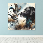 Toile Aquarelle Noir Labrador Et Canards (Insitu (Plancher de Bois))
