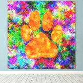 Toile Aquarelle numérique Empreinte de patte chien (Insitu (Plancher de Bois))