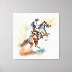 Toile Aquarelle occidentale poussiéreuse « Bucking Bronc