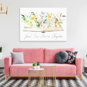 Toile Aquarelle Open Livre avec Fleurs Floral Aesthétiqu (Insitu(Salon))