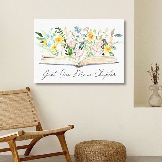 Toile Aquarelle Open Livre avec Fleurs Floral Aesthétiqu