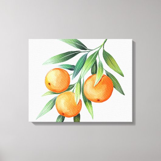 Toile Aquarelle Orange Fruits : Branches Isolées. (Recto)