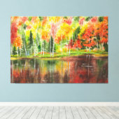 Toile Aquarelle originale de la palette d'automne (Insitu (Plancher de Bois))