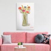 Toile Aquarelle Originale Fleurs colorées Dans Le Jar (Insitu(Salon))