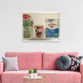 Toile Aquarelle originale "Thé fort & Roses" (Insitu(Salon))