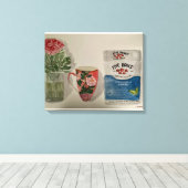 Toile Aquarelle originale "Thé fort & Roses" (Insitu (Plancher de Bois))