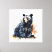 Toile Aquarelle Ours Noir Ours Bois Art (Recto)