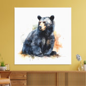Toile Aquarelle Ours Noir Ours Bois Art (Insitu(Salon))