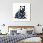 Toile Aquarelle Ours Noir Ours Bois Art (Insitu(Chambre))